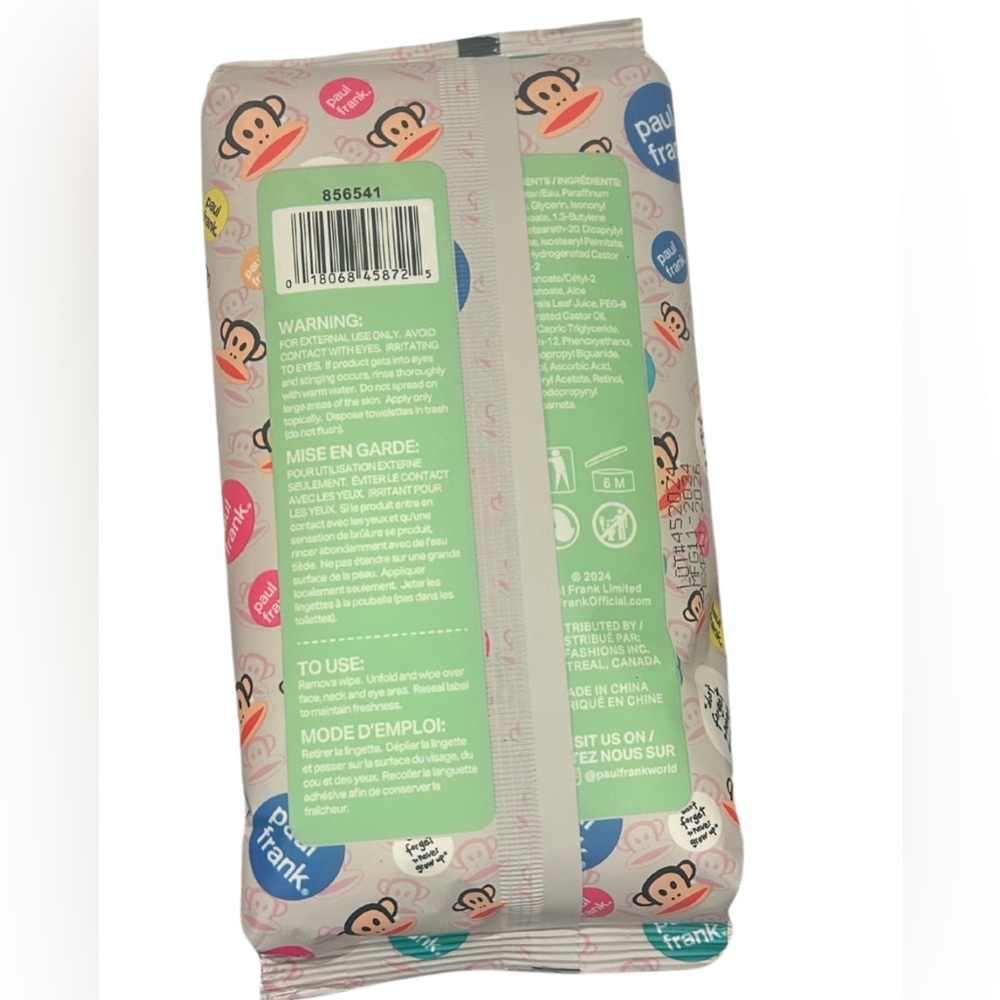 Paul Frank Makeup Cleansing Wipes | Set of 2 Packs | Retinol & Aloe | New - Picture 4 of 7